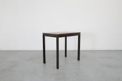 Modernist Tiger Wood Veneer Topped Table with Black Metal Frame