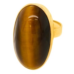 Modernist Tigers Eye Gold Ring