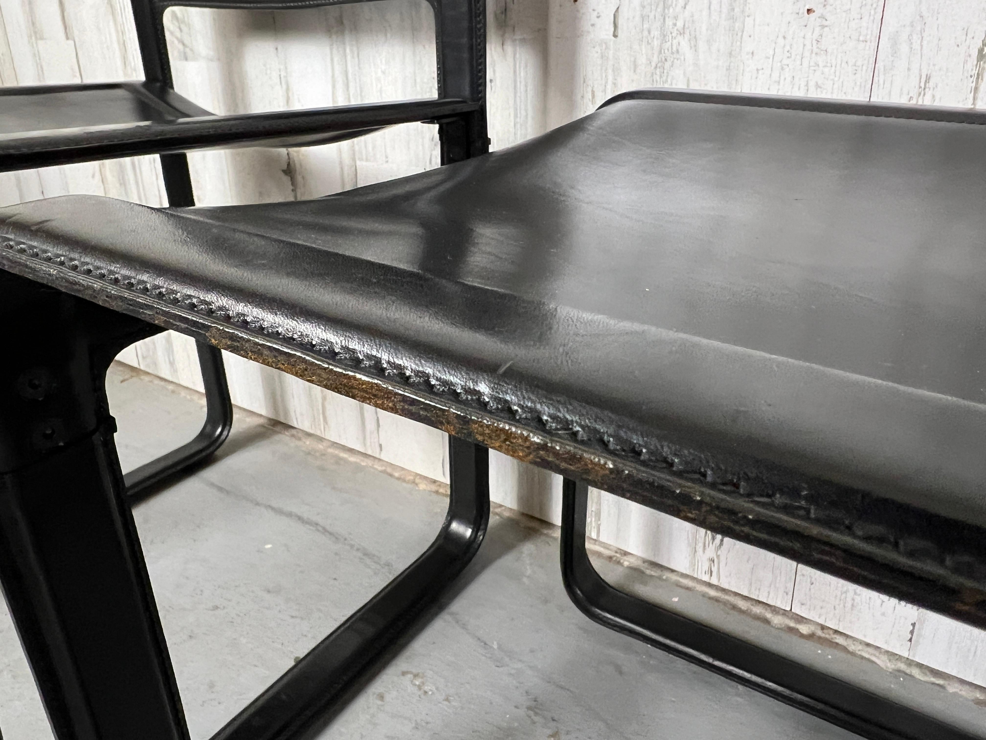 Modernist Tito Agnoli Black Leather Sistena Dining Chair for Matteo Grassi For Sale 6