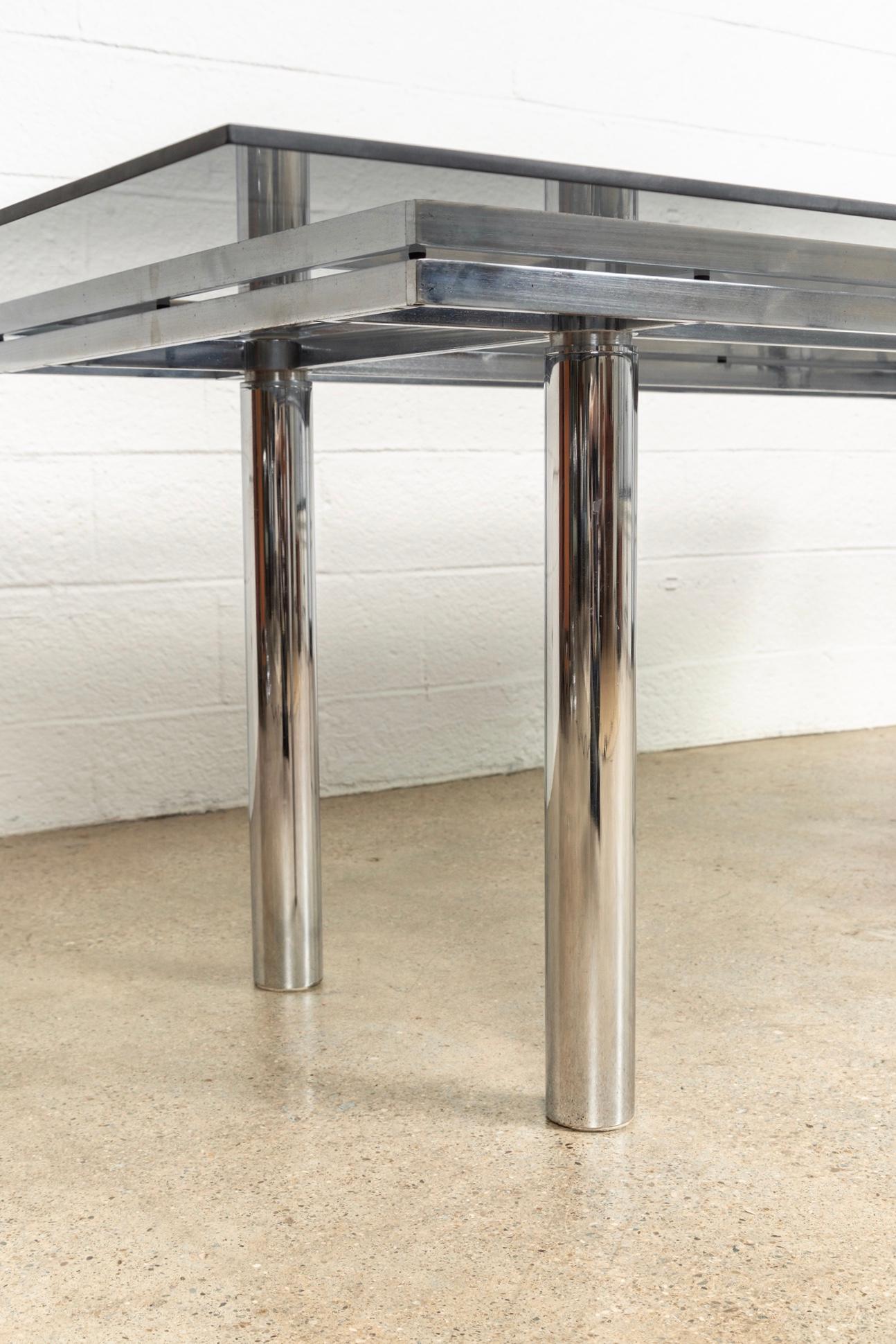 Modernist Tobia Scarpa for Knoll Large Andre Glass and Chrome Dining Table For Sale 3