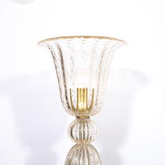 Modernist Torchiere in Amber Handblown Murano Glass w/ 24kt Gold Bands