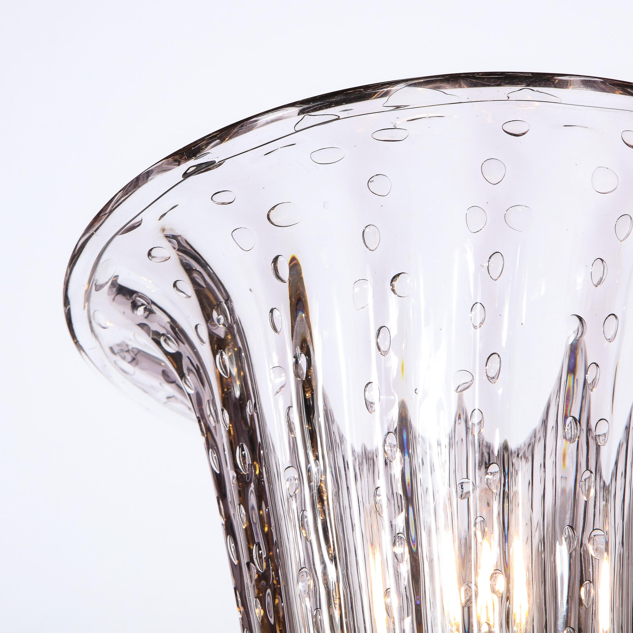 Torchère moderniste en verre de Murano soufflé à la bouche fumé avec bandes en or 24 carats en vente 4