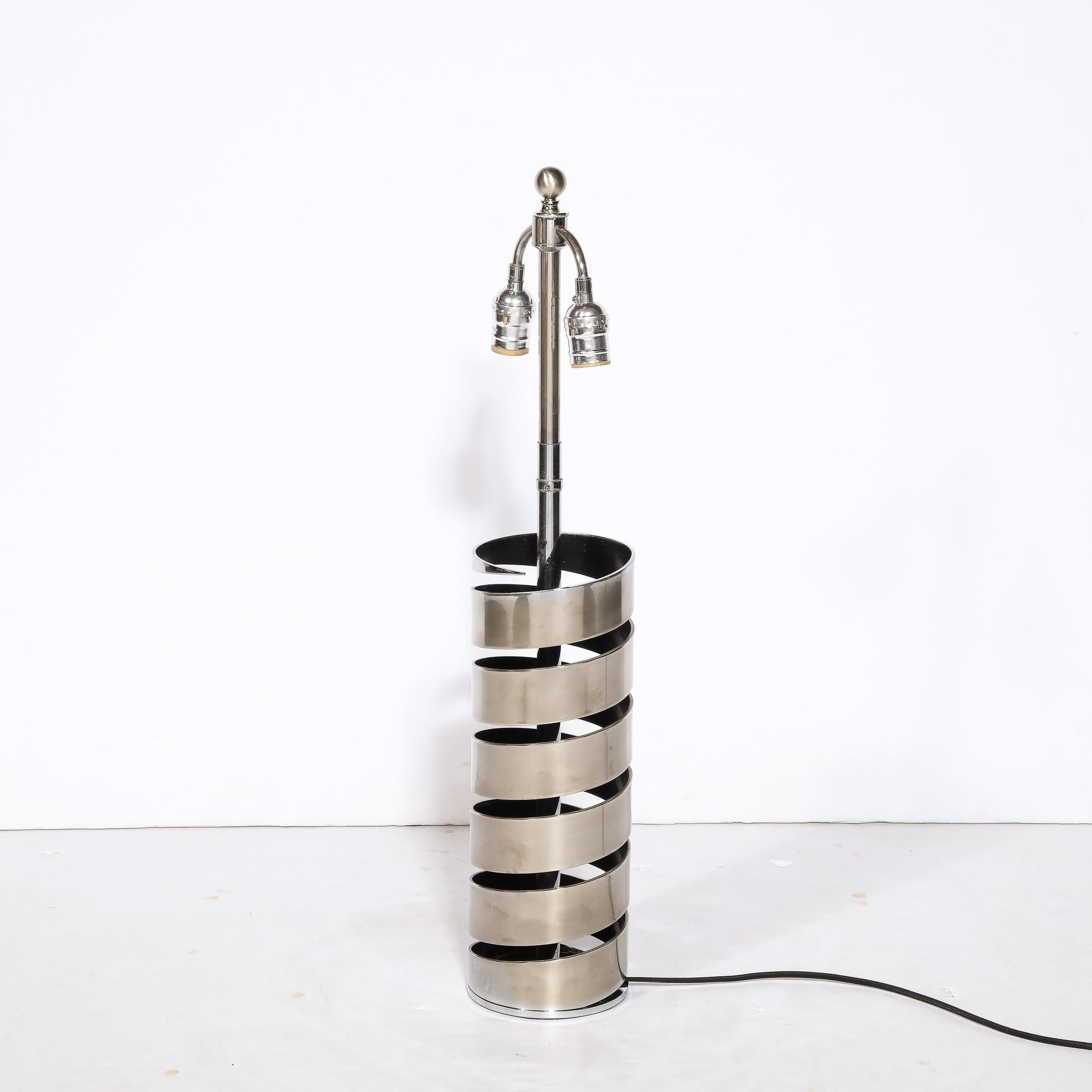 Modernist Torqued Spiral Form Table Lamp in Satin Nickel For Sale 6