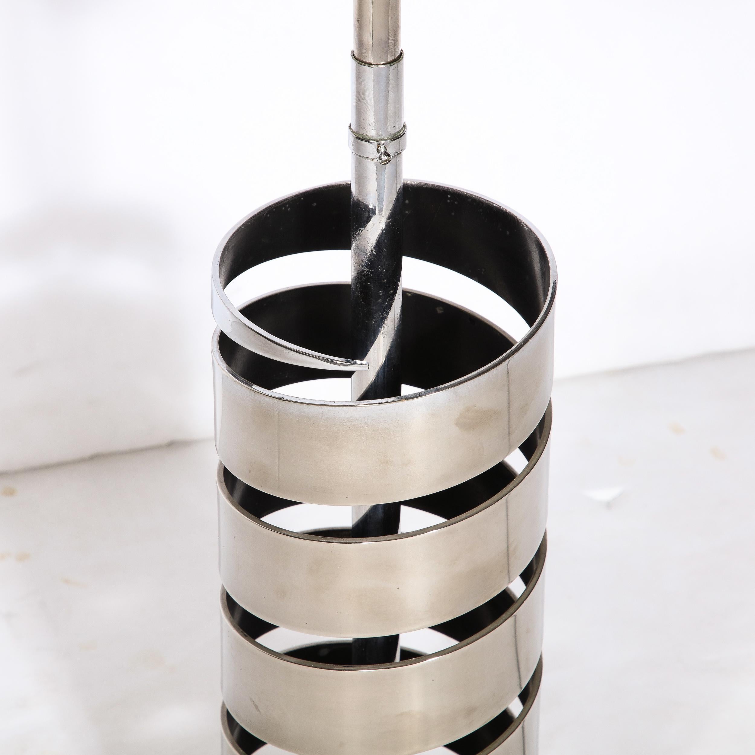Modernist Torqued Spiral Form Table Lamp in Satin Nickel For Sale 7