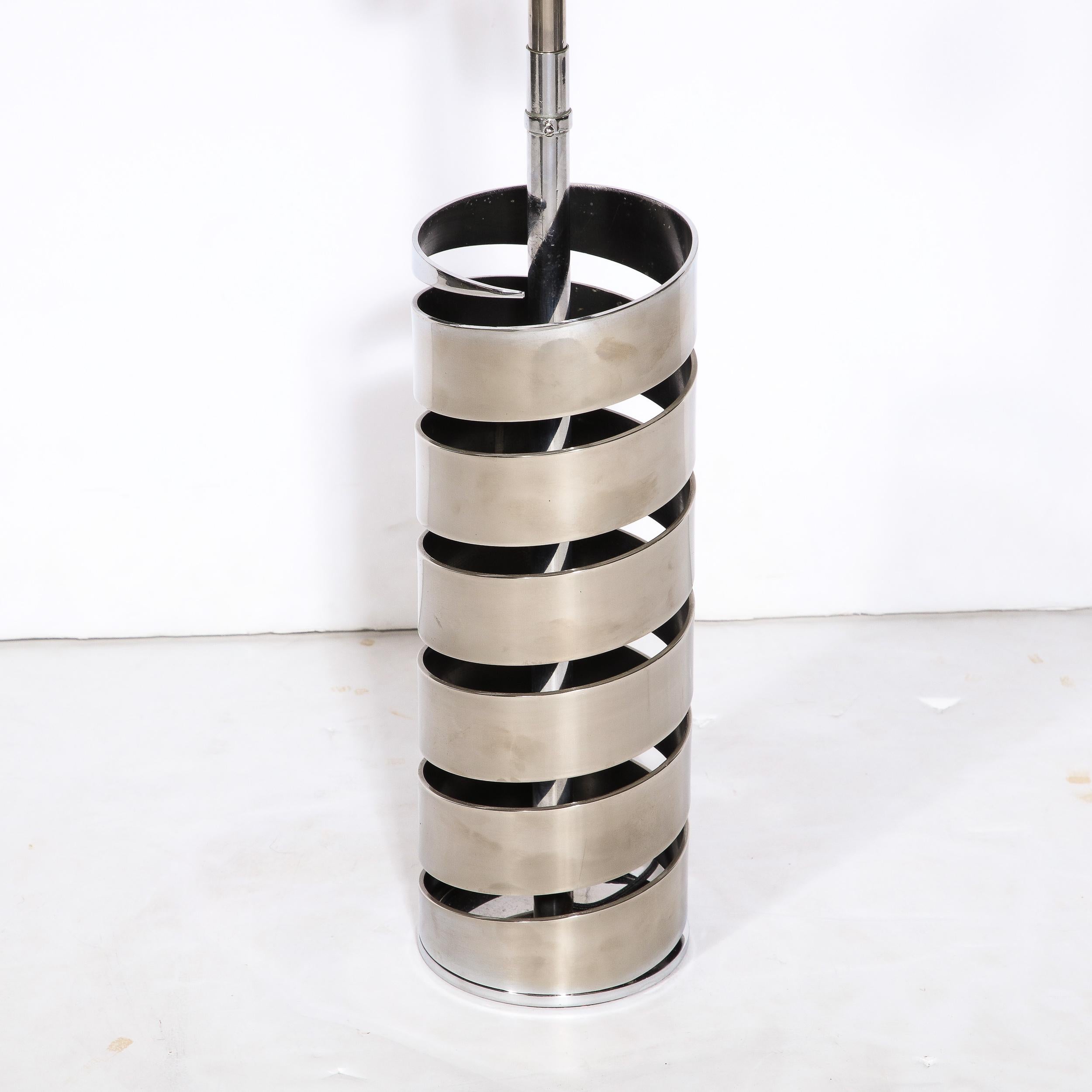 Modernist Torqued Spiral Form Table Lamp in Satin Nickel For Sale 2
