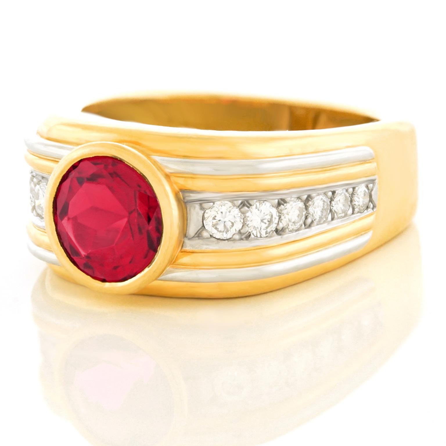 Modernist Tourmaline and Diamond-Set Gold Ring In Excellent Condition In Litchfield, CT