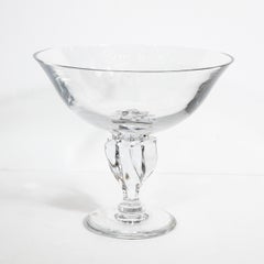 Modernist Translucent Crystal Braided Center Bowl Signed by Sevres