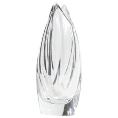 Modernist Translucent Crystal Vase Signed by Robert Rigot for Baccarat