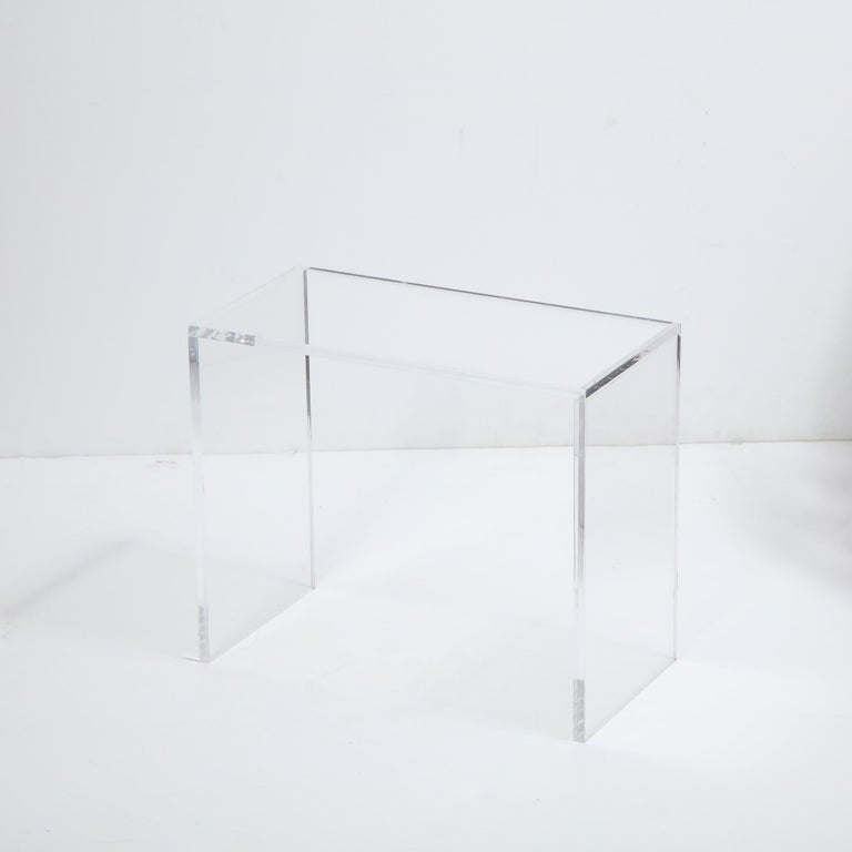 Lucite Table Translucent Modernist Translucent Lucite Minimalist Rectilinear Pedestal/ Side ...