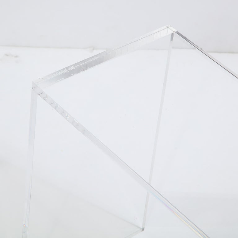 Lucite Table Translucent Modernist Translucent Lucite Minimalist Rectilinear Pedestal/ Side ...