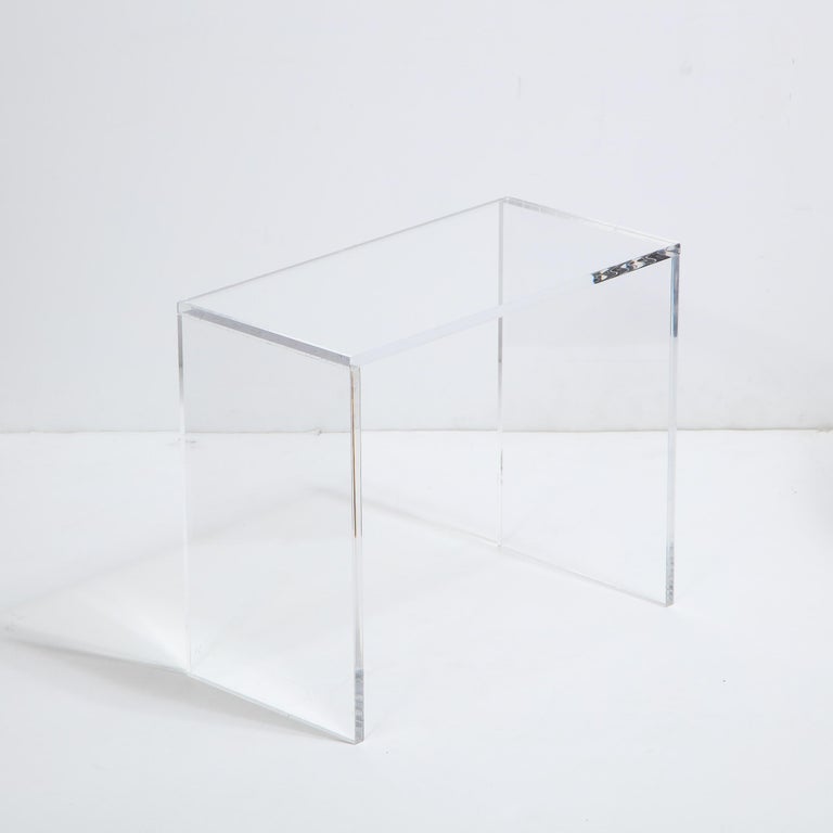 Lucite Table Translucent Modernist Translucent Lucite Minimalist Rectilinear Pedestal/ Side ...
