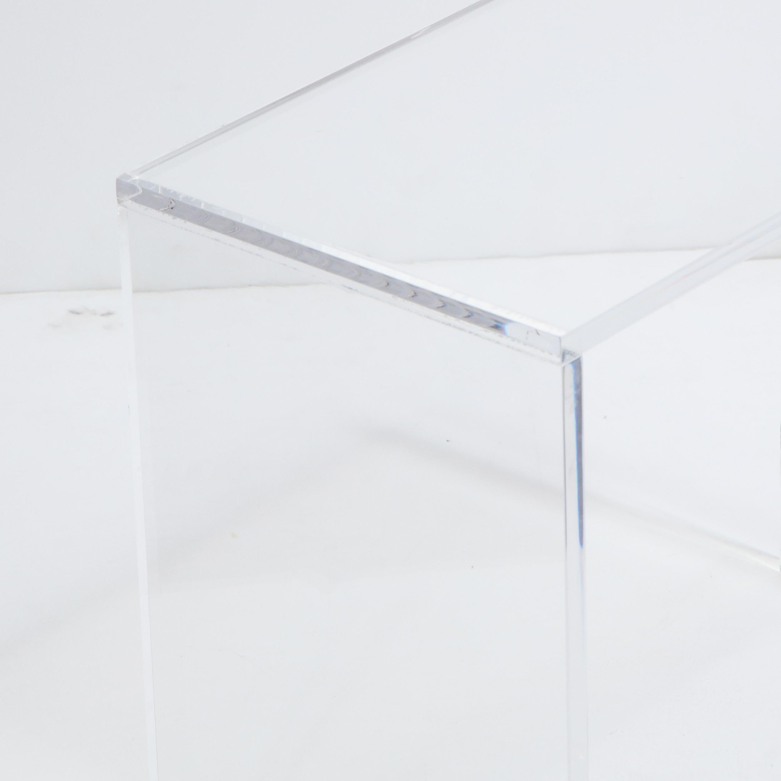 Modernist Translucent Lucite Minimalist Rectilinear Pedestal/ Side Table 2