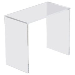 Guéridon/table d'appoint rectangulaire moderniste en lucite translucide minimaliste