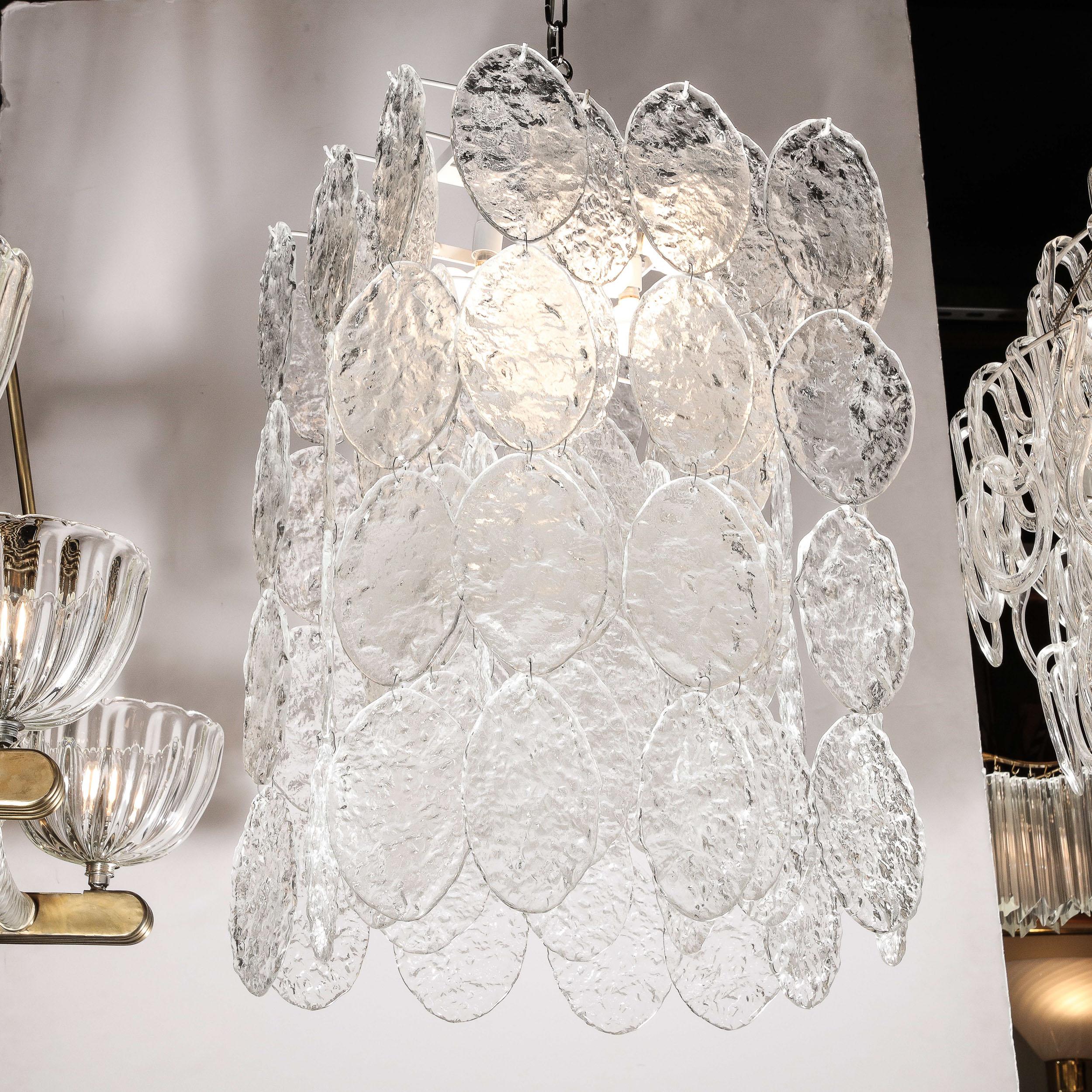 Modernist Translucent & Textured Hand-Blown Murano Glass Chandelier  For Sale 6