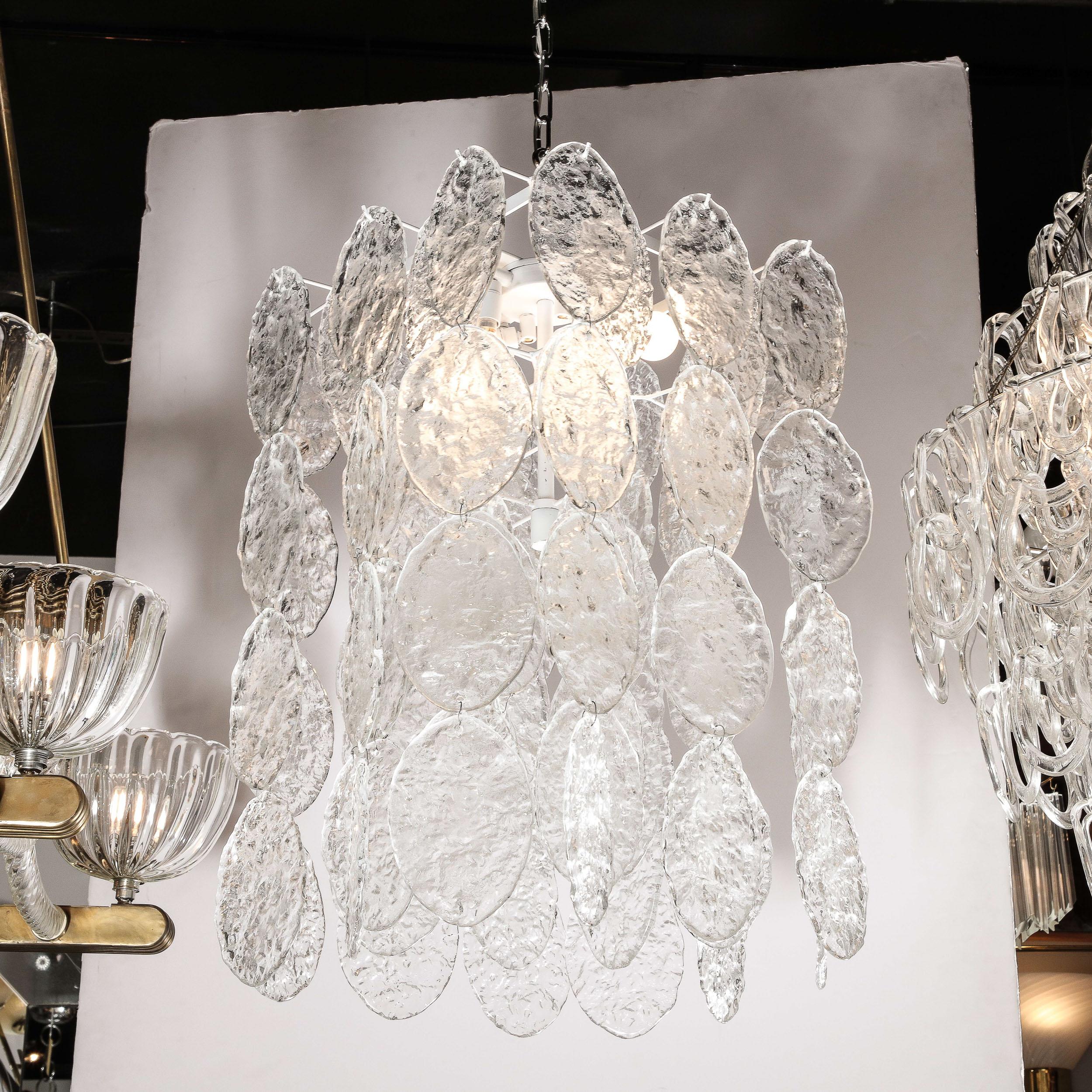 Modernist Translucent & Textured Hand-Blown Murano Glass Chandelier  For Sale 8