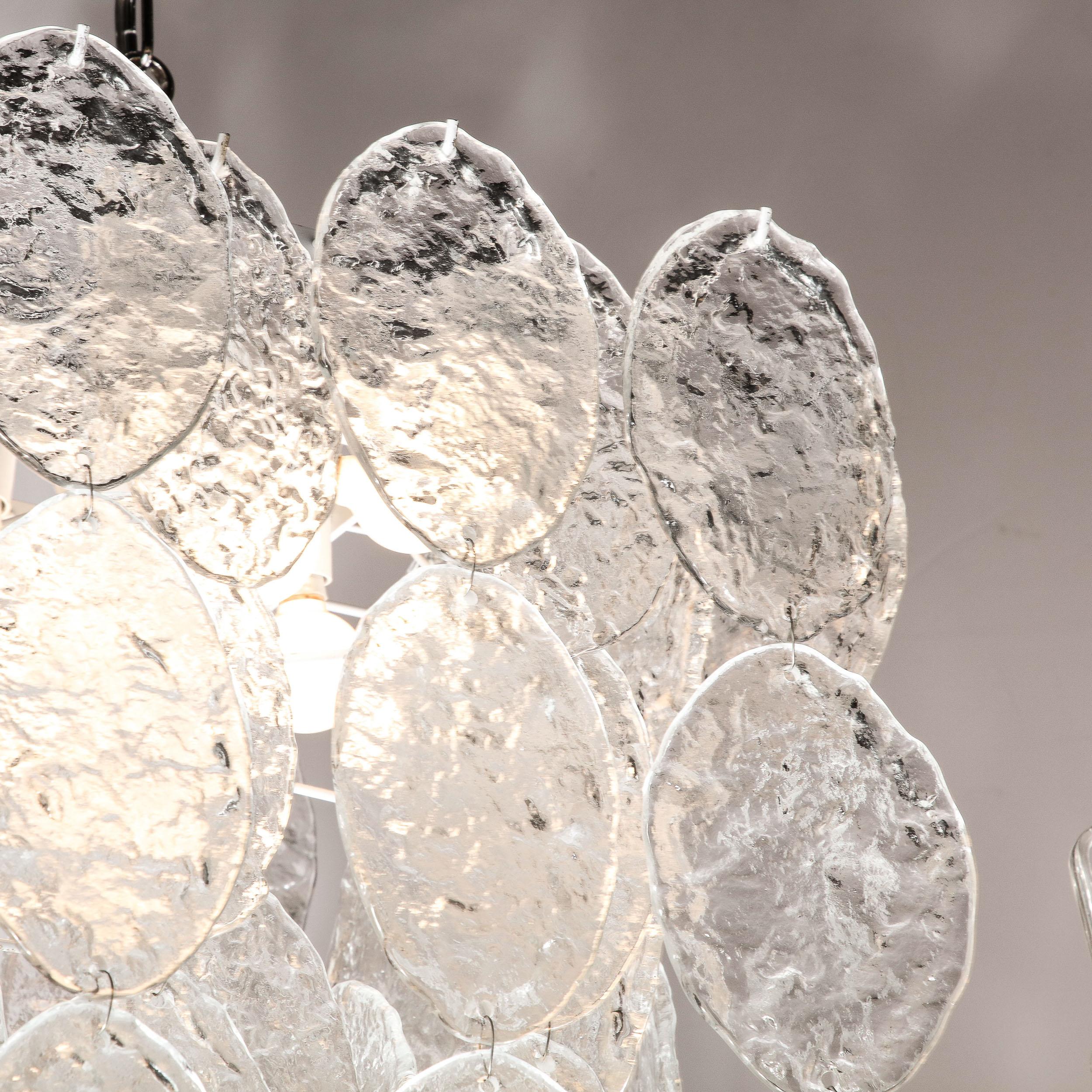 Modernistischer Kronleuchter aus mundgeblasenem Murano-Glas, durchscheinend und strukturiert  im Angebot 7