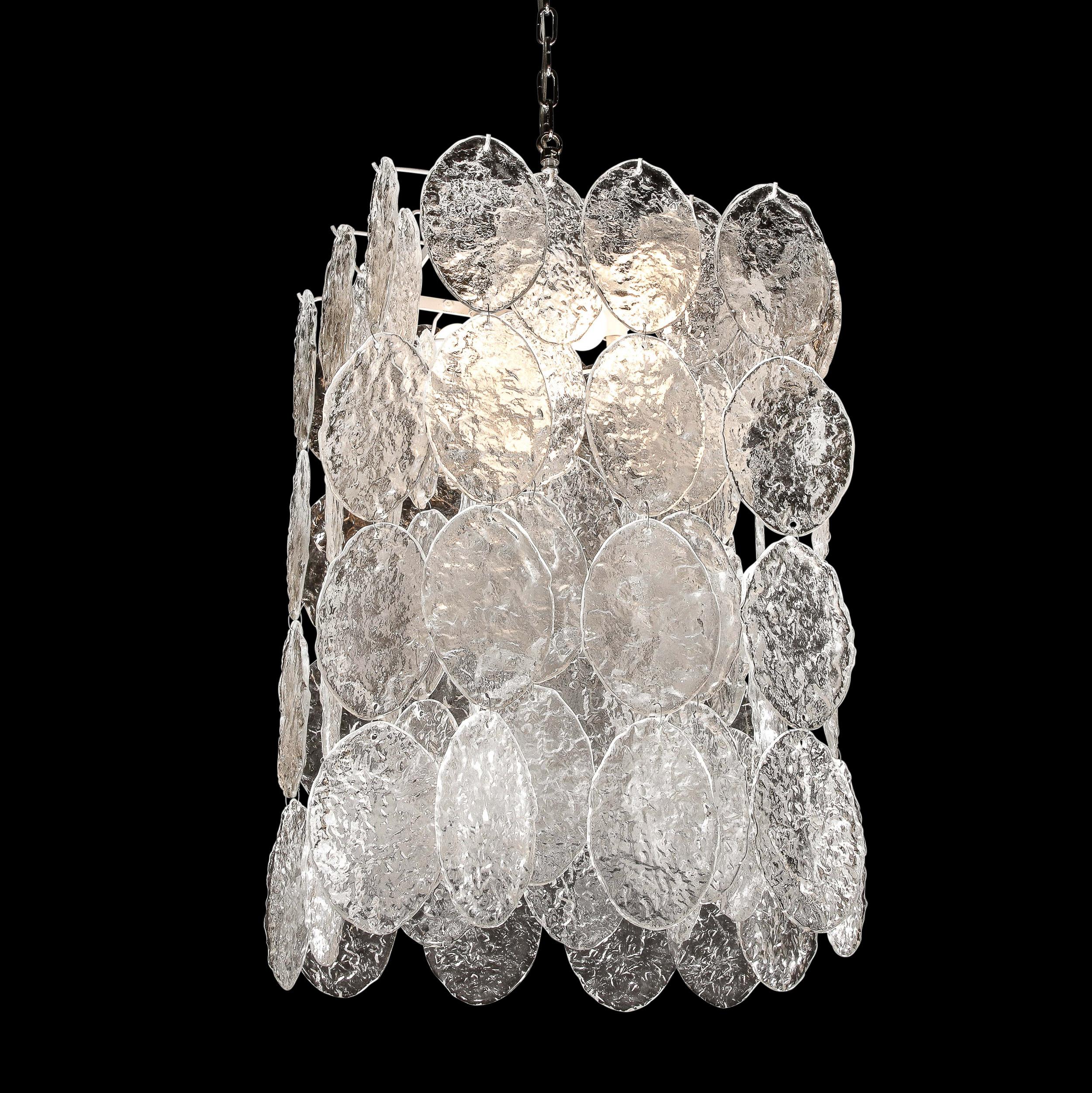 Modernist Translucent & Textured Hand-Blown Murano Glass Chandelier  For Sale 11