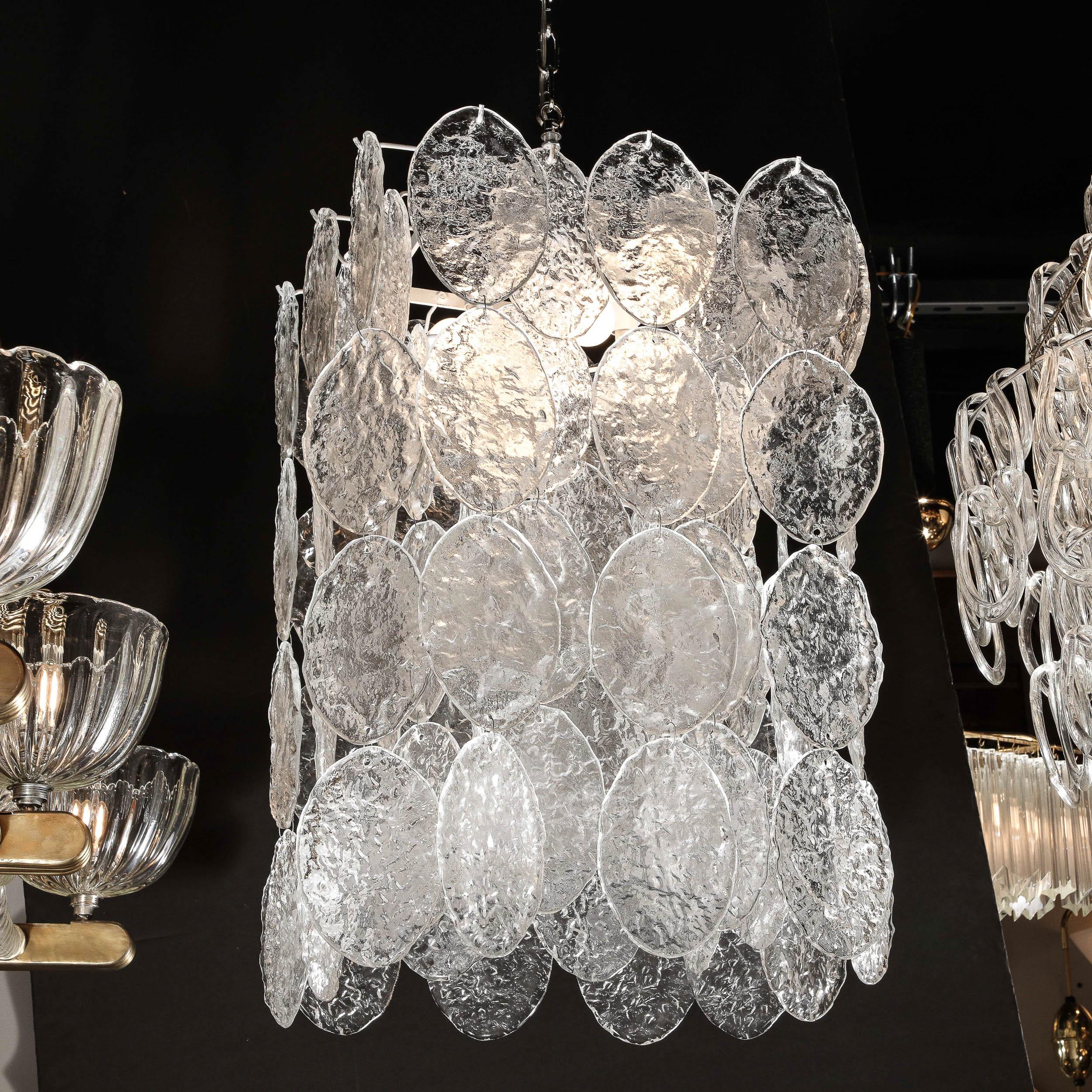 Modernist Translucent & Textured Hand-Blown Murano Glass Chandelier  For Sale 12