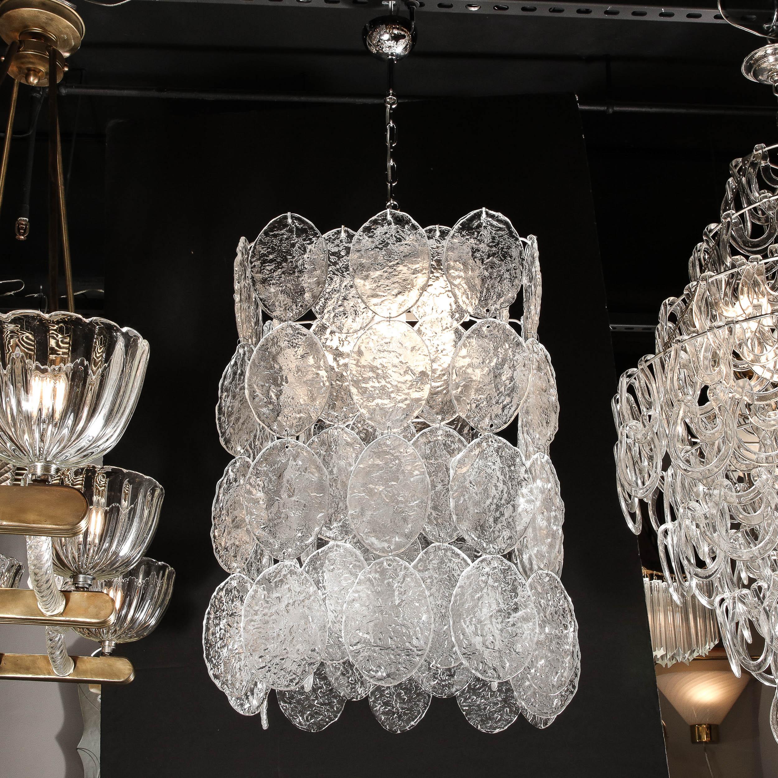 Modernist Translucent & Textured Hand-Blown Murano Glass Chandelier  For Sale 13