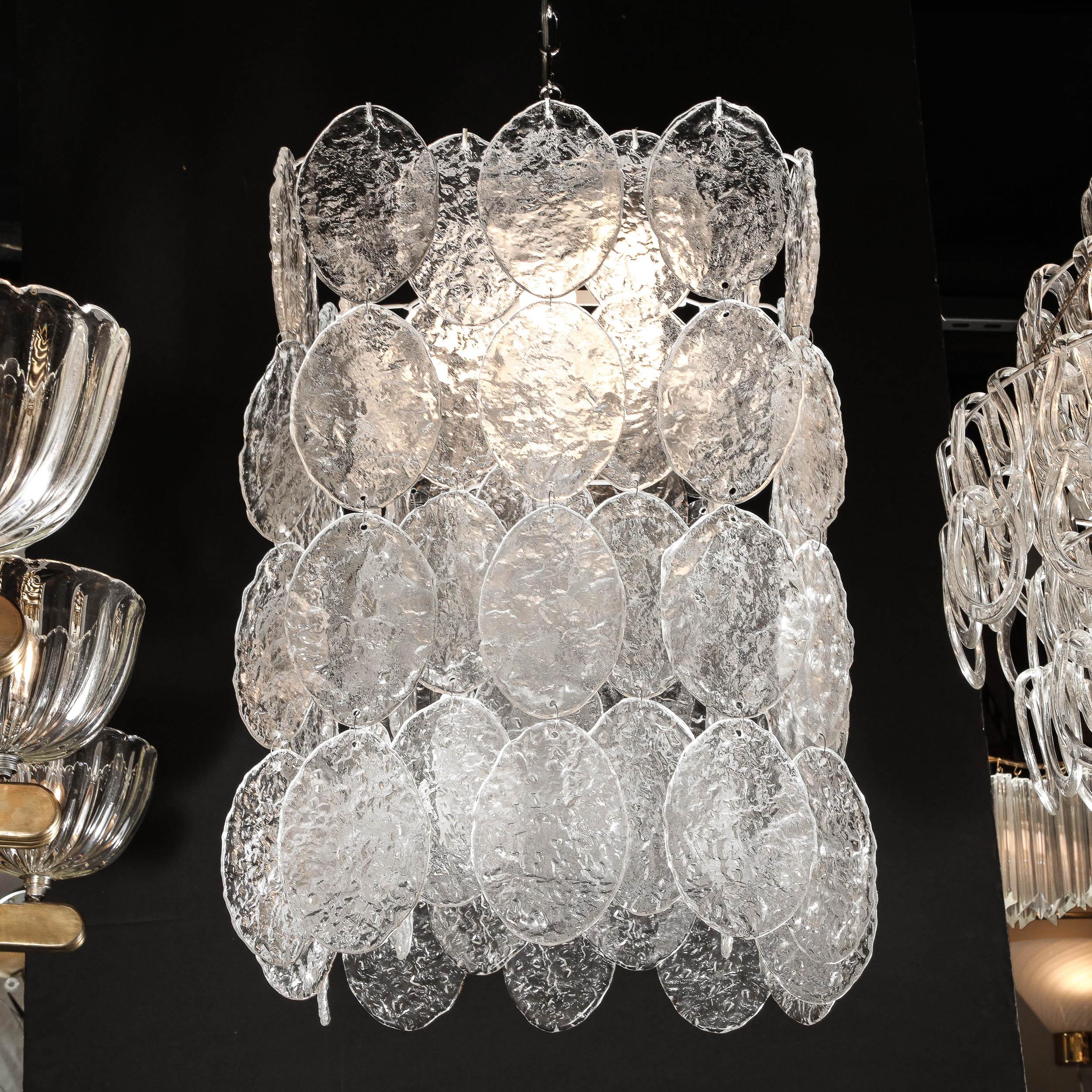 Modernistischer Kronleuchter aus mundgeblasenem Murano-Glas, durchscheinend und strukturiert  im Angebot 12