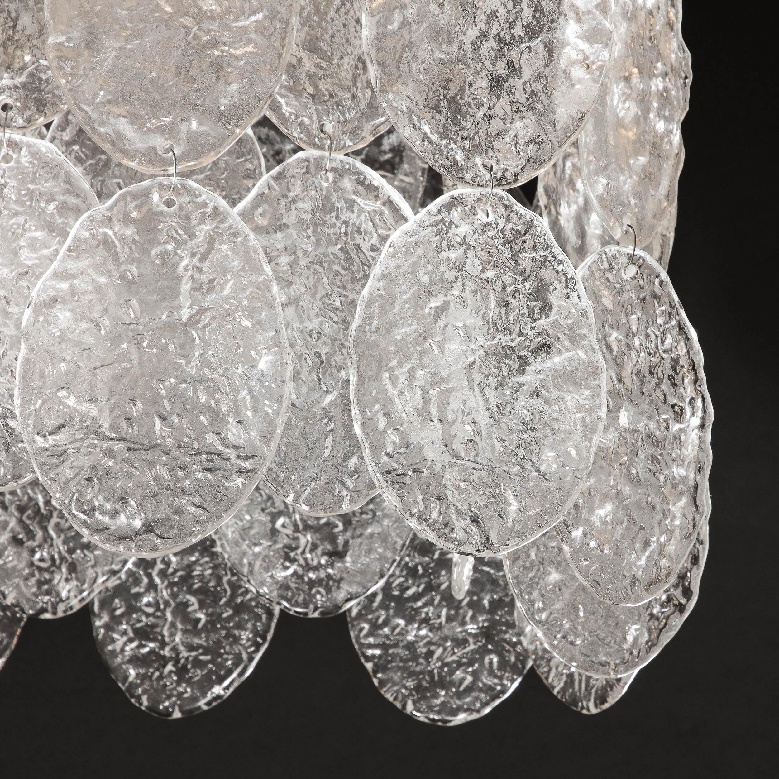 Modernistischer Kronleuchter aus mundgeblasenem Murano-Glas, durchscheinend und strukturiert  im Angebot 13