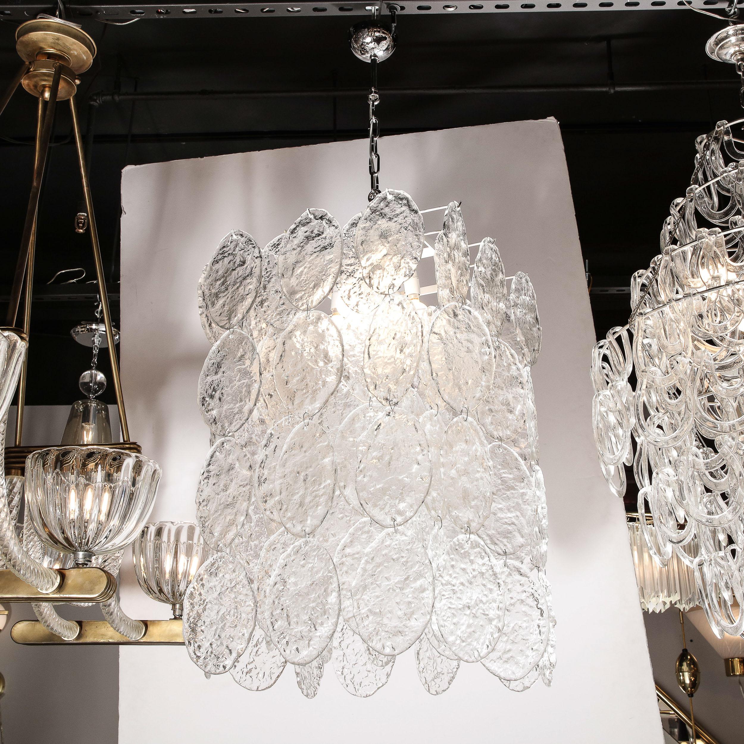Modernist Translucent & Textured Hand-Blown Murano Glass Chandelier  In Excellent Condition For Sale In New York, NY
