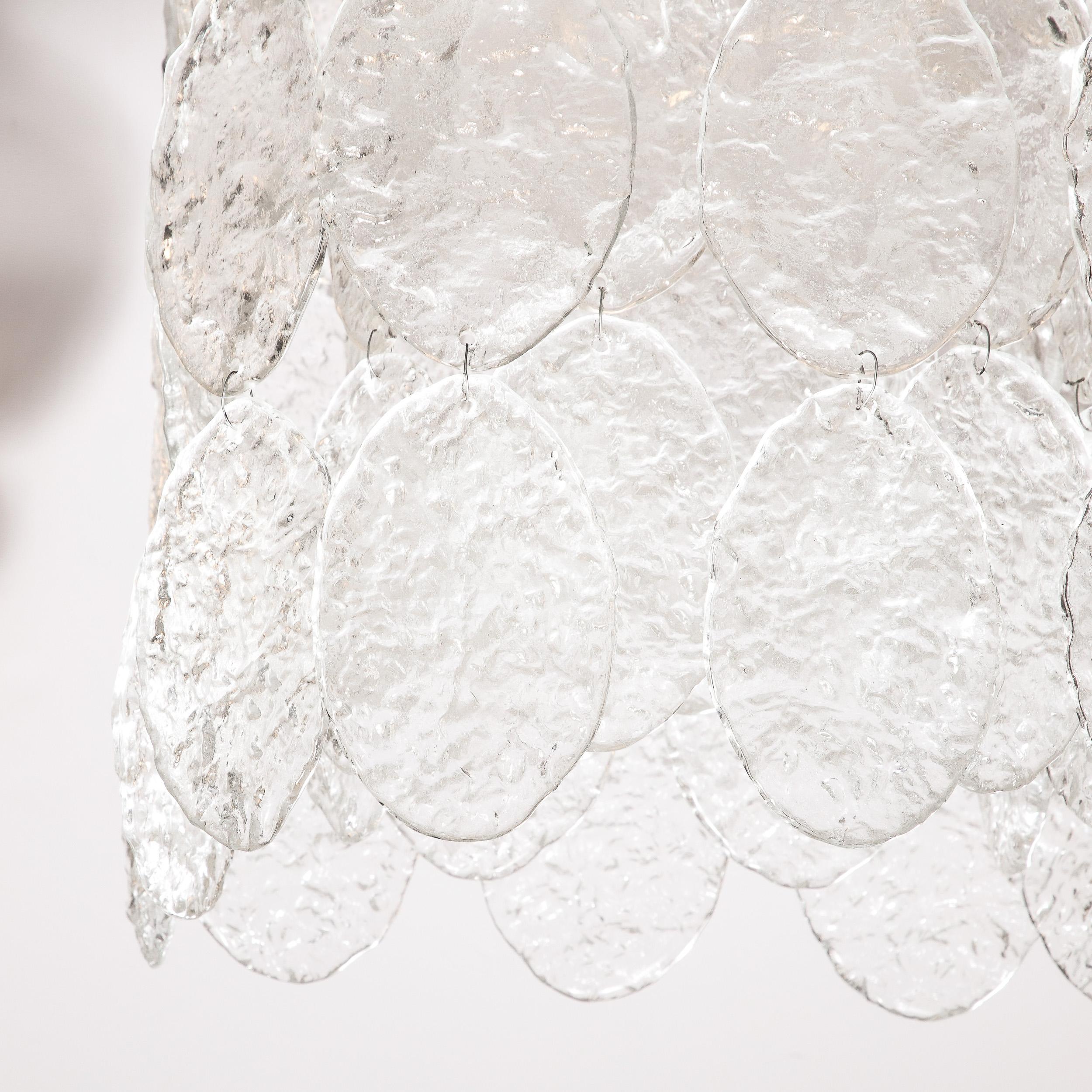 Modernistischer Kronleuchter aus mundgeblasenem Murano-Glas, durchscheinend und strukturiert  im Angebot 2