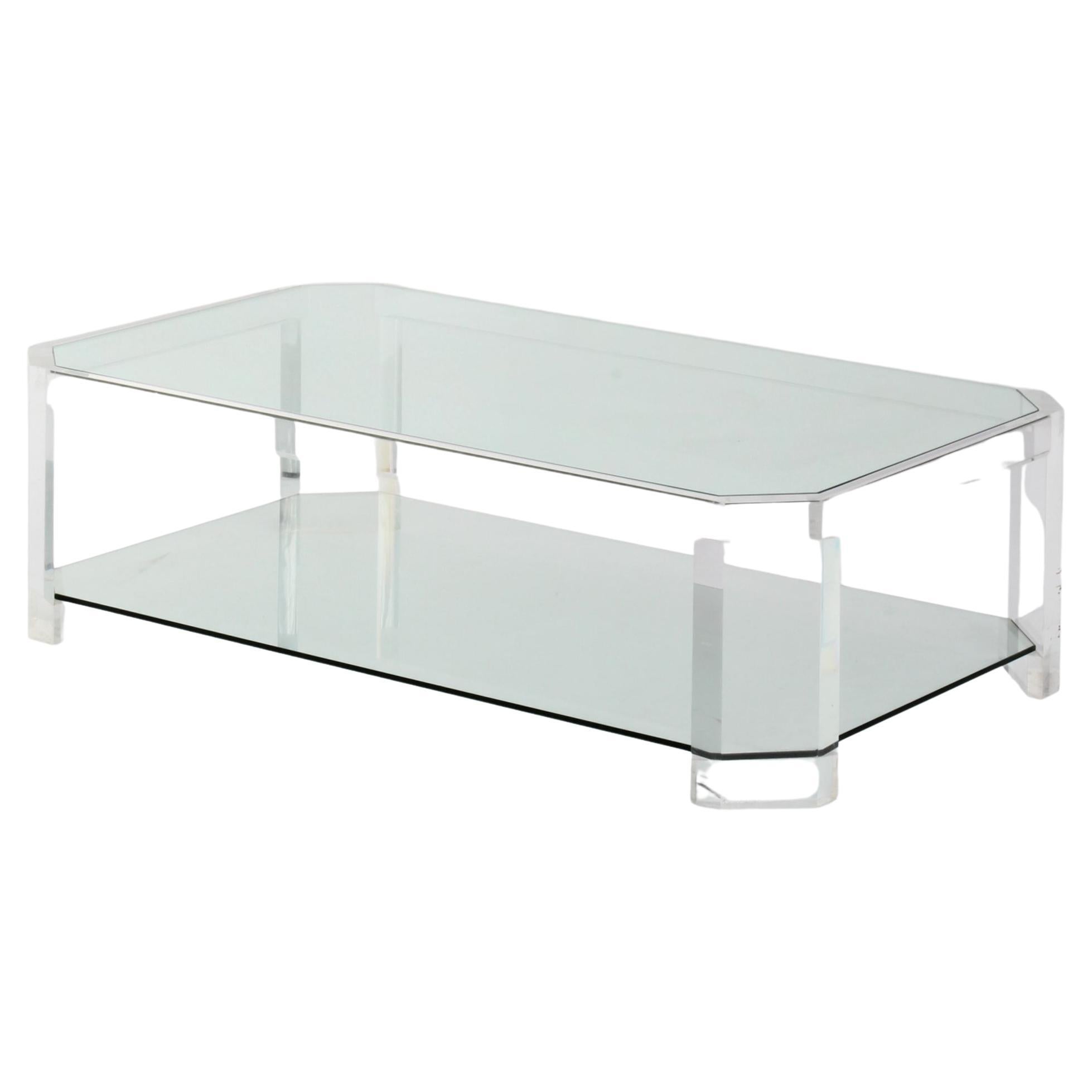 Modernist Transparent Coffee Table attributed to David Lange, 1970s For Sale