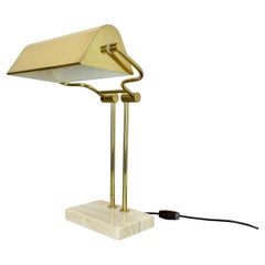 Modernistische Tischleuchte aus Travertin und Messing von Hillebrand Leuchten, Deutschland, 1980
