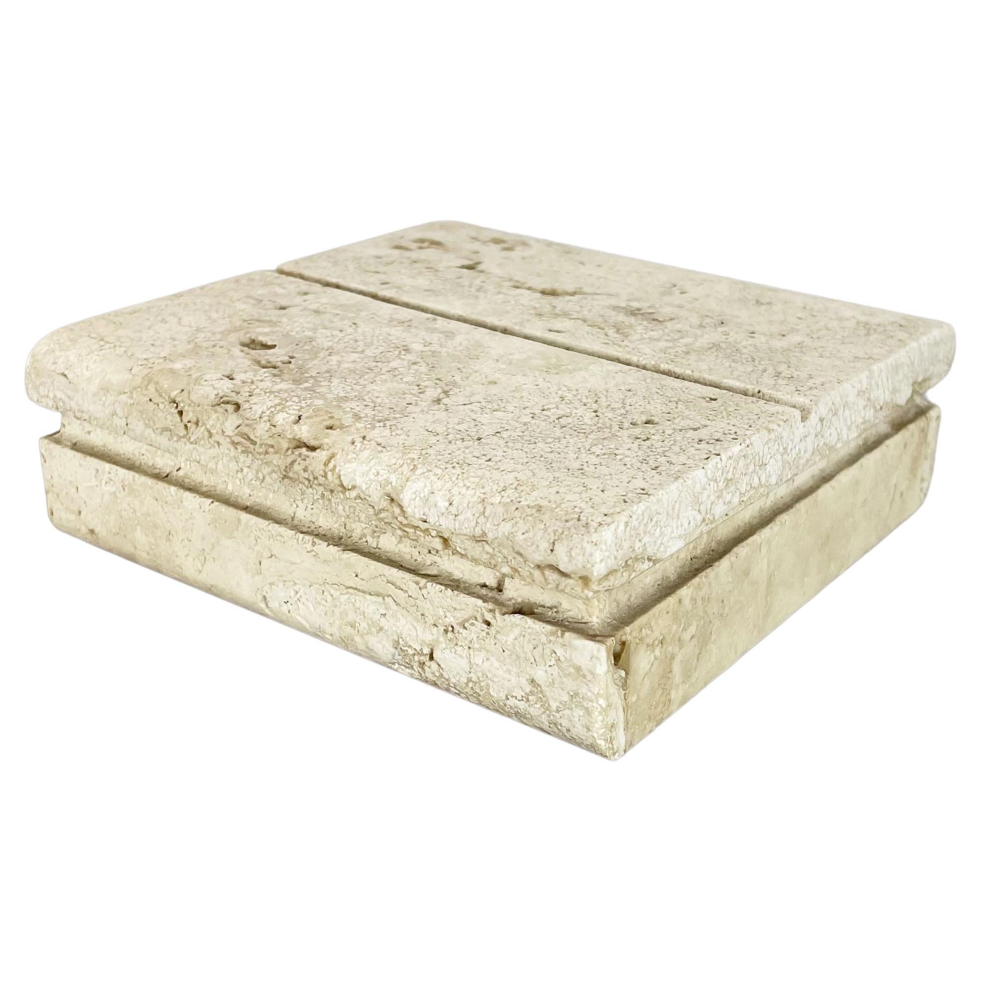 Modernist Travertine Marble Box Vide Poche by Fratelli Mannelli, Italy, 1970s For Sale