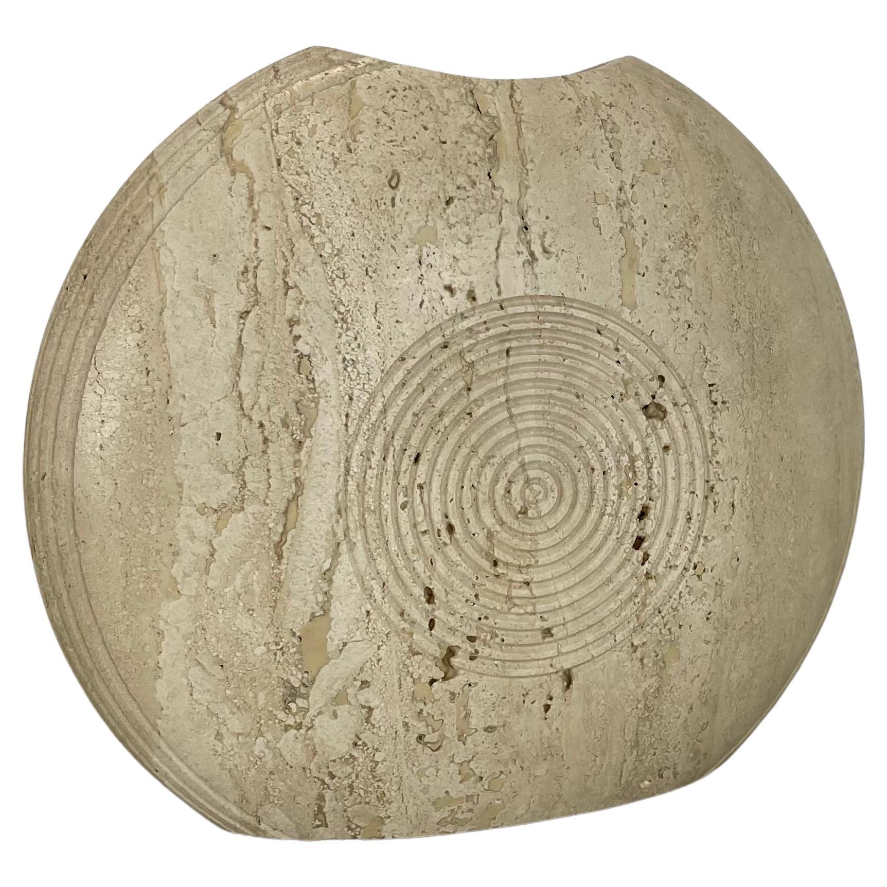 Modernist Travertine Marble VASE Element Fratelli Mannelli attrib., Italy, 1970s in vendita