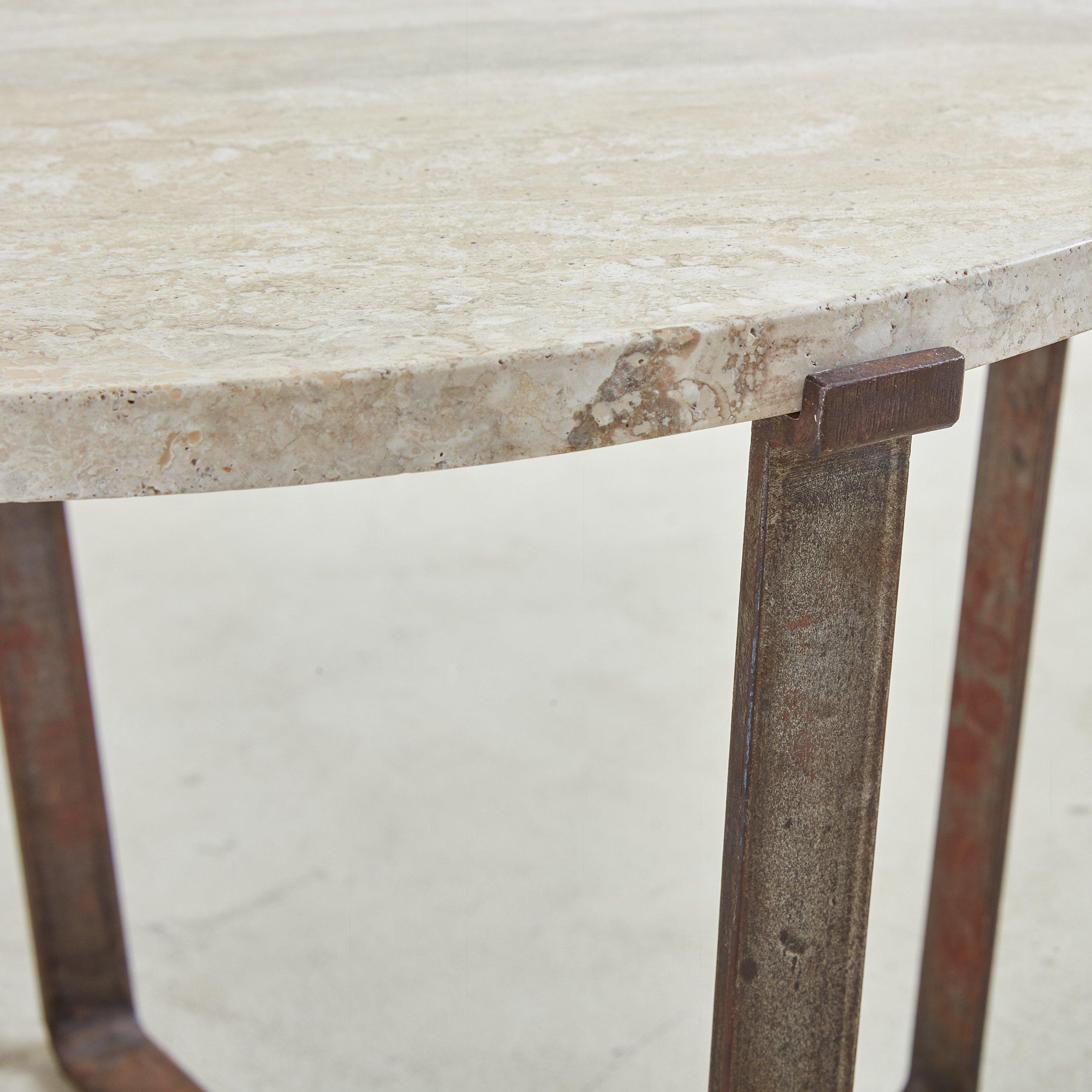 Mid-20th Century Modernist Travertine Occasional Table, France 1940s