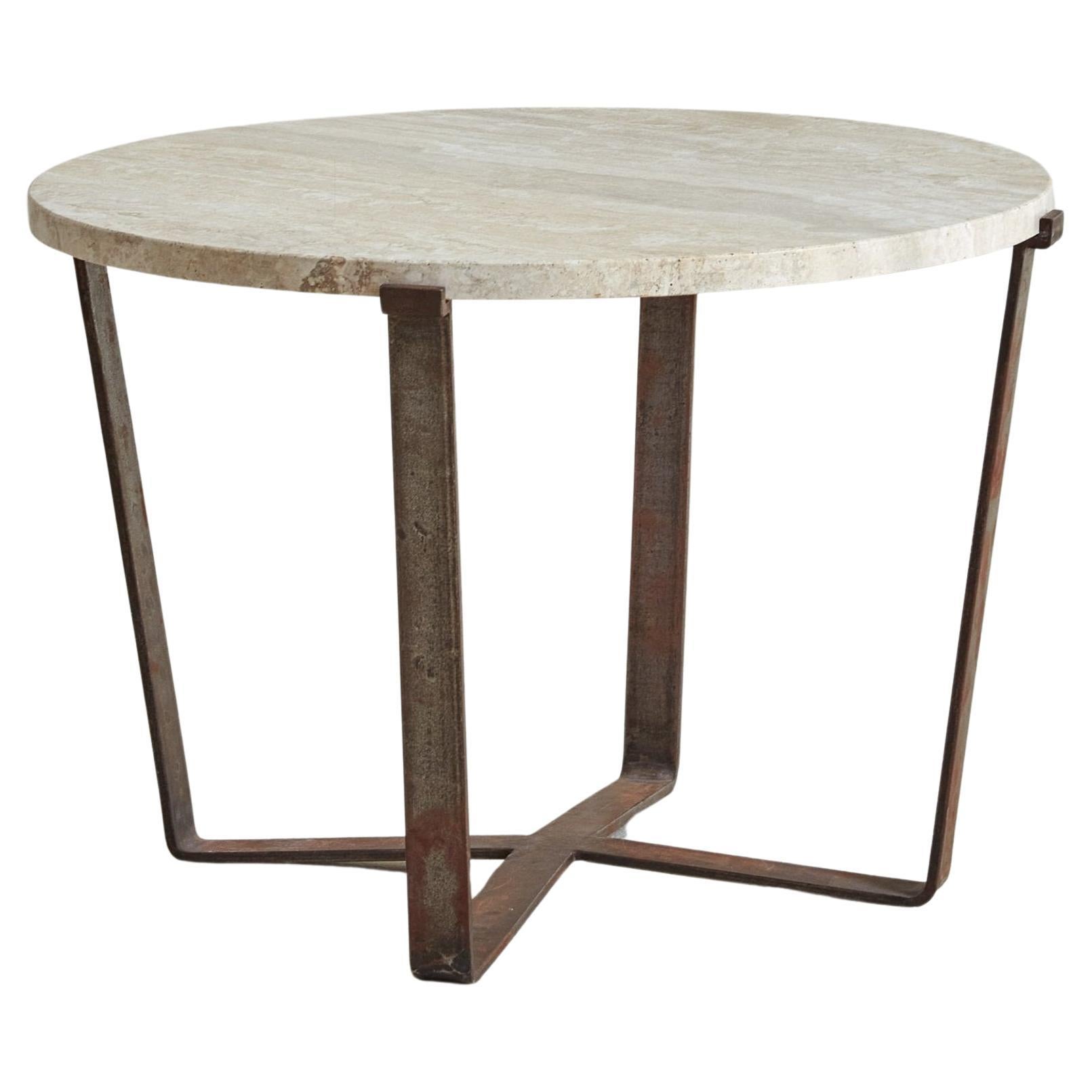 Modernist Travertine Occasional Table, France 1940s