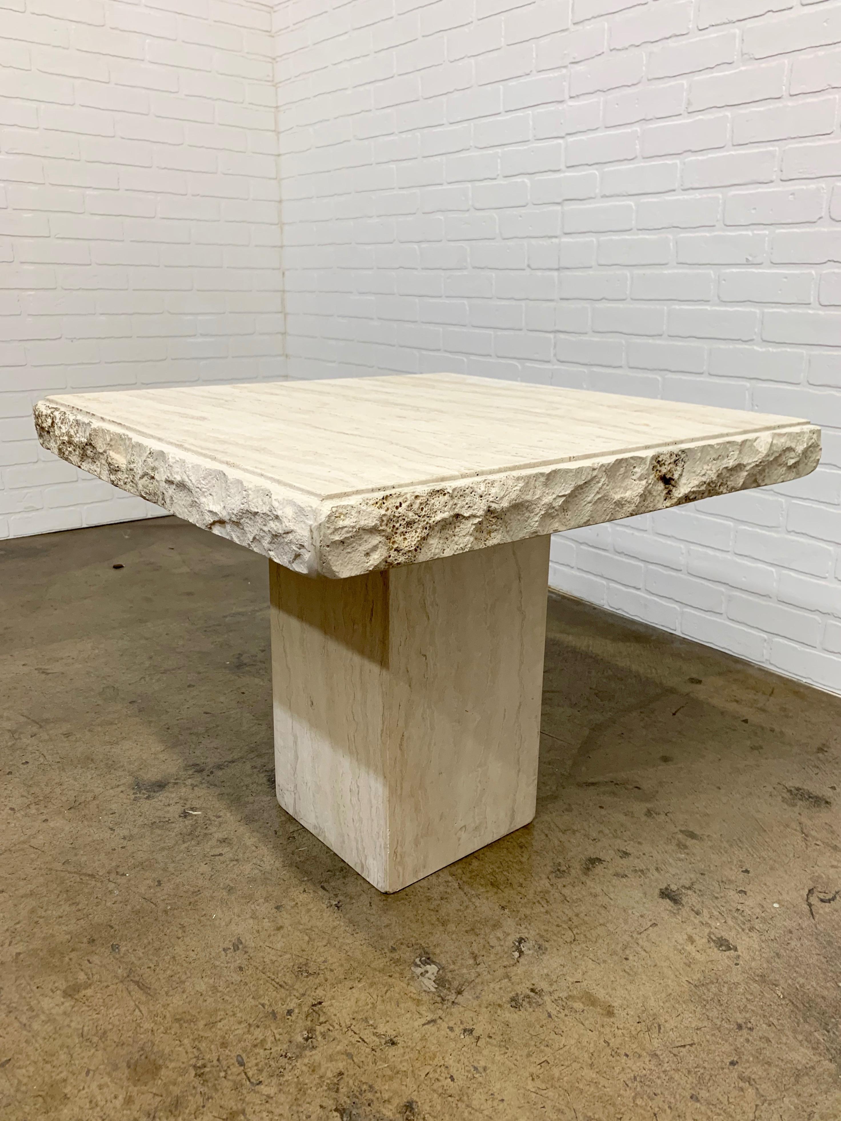 Italian Modernist Travertine Side Table 