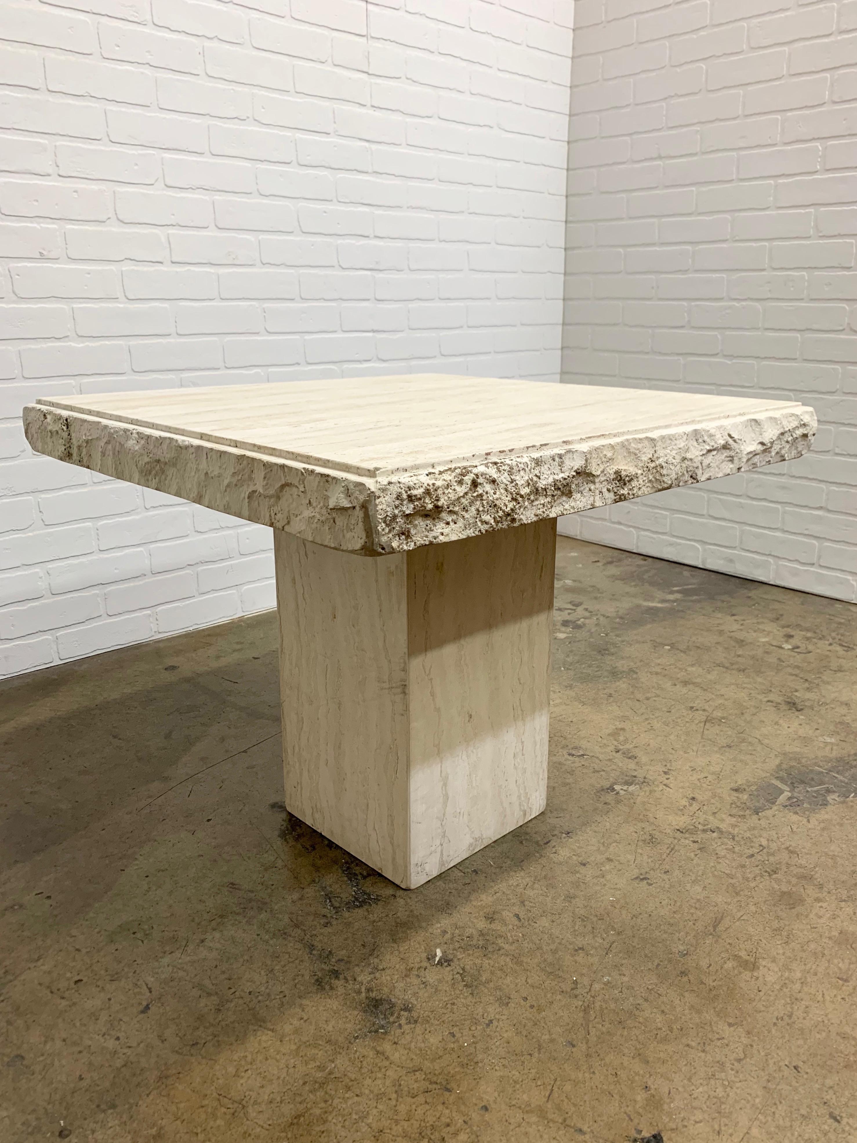 20th Century Modernist Travertine Side Table 