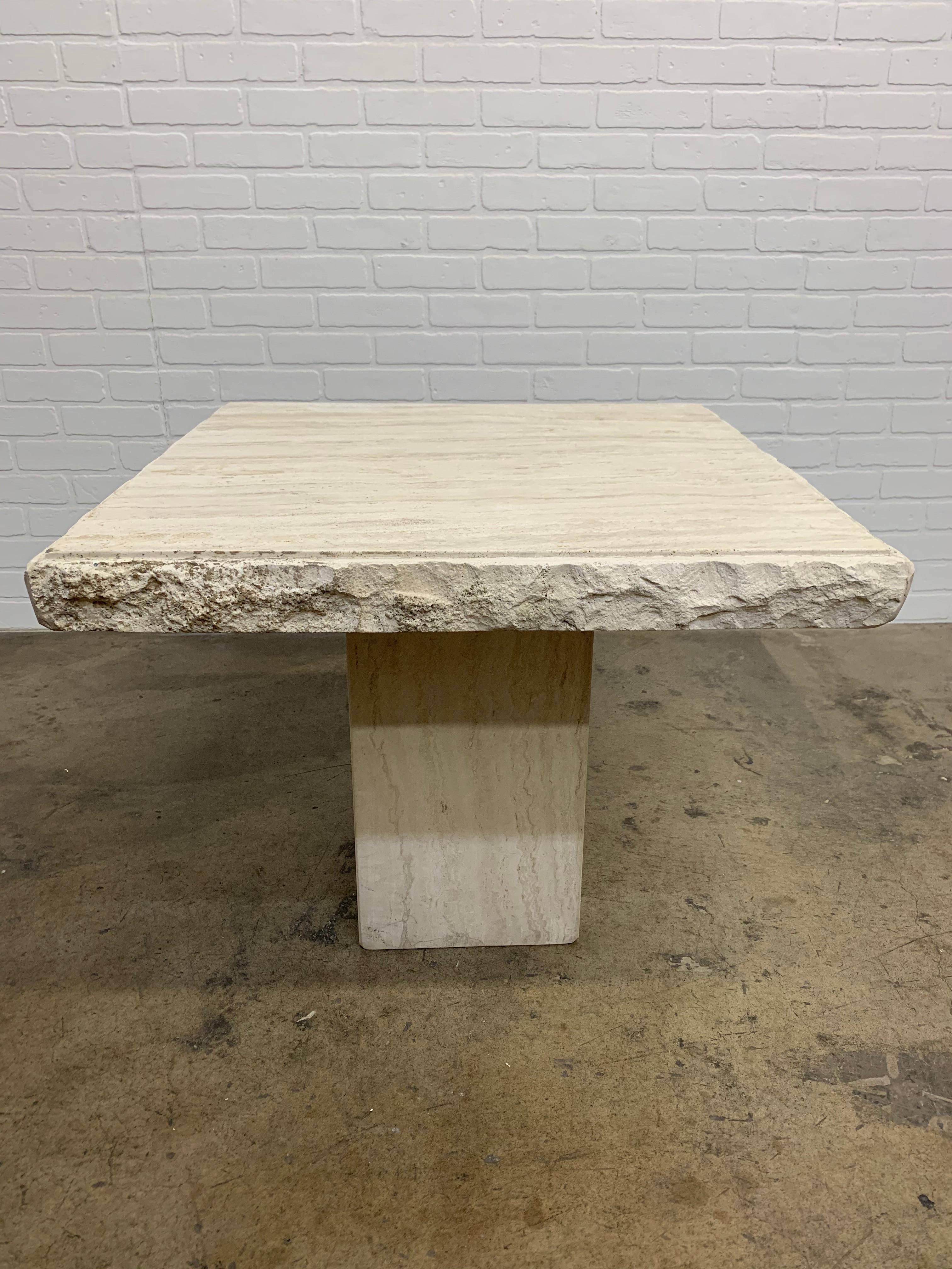 Modernist Travertine Side Table  2