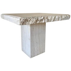 Modernist Travertine Side Table