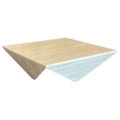 Modernist Travertine Triangle Coffee Table