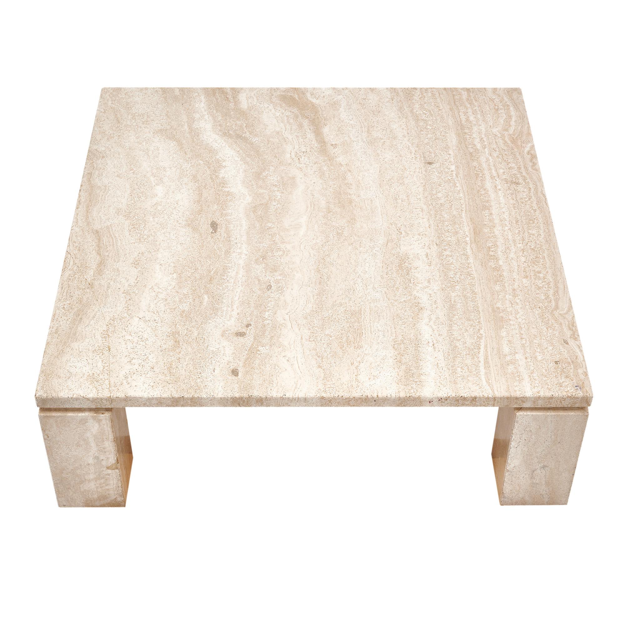 Modernistischer Vintage-Couchtisch aus Travertin (Ende des 20. Jahrhunderts) im Angebot