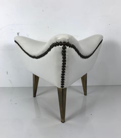 Modernist Tricorn Shape Stool / Ottoman, Brass Legs by Jebejian Bros