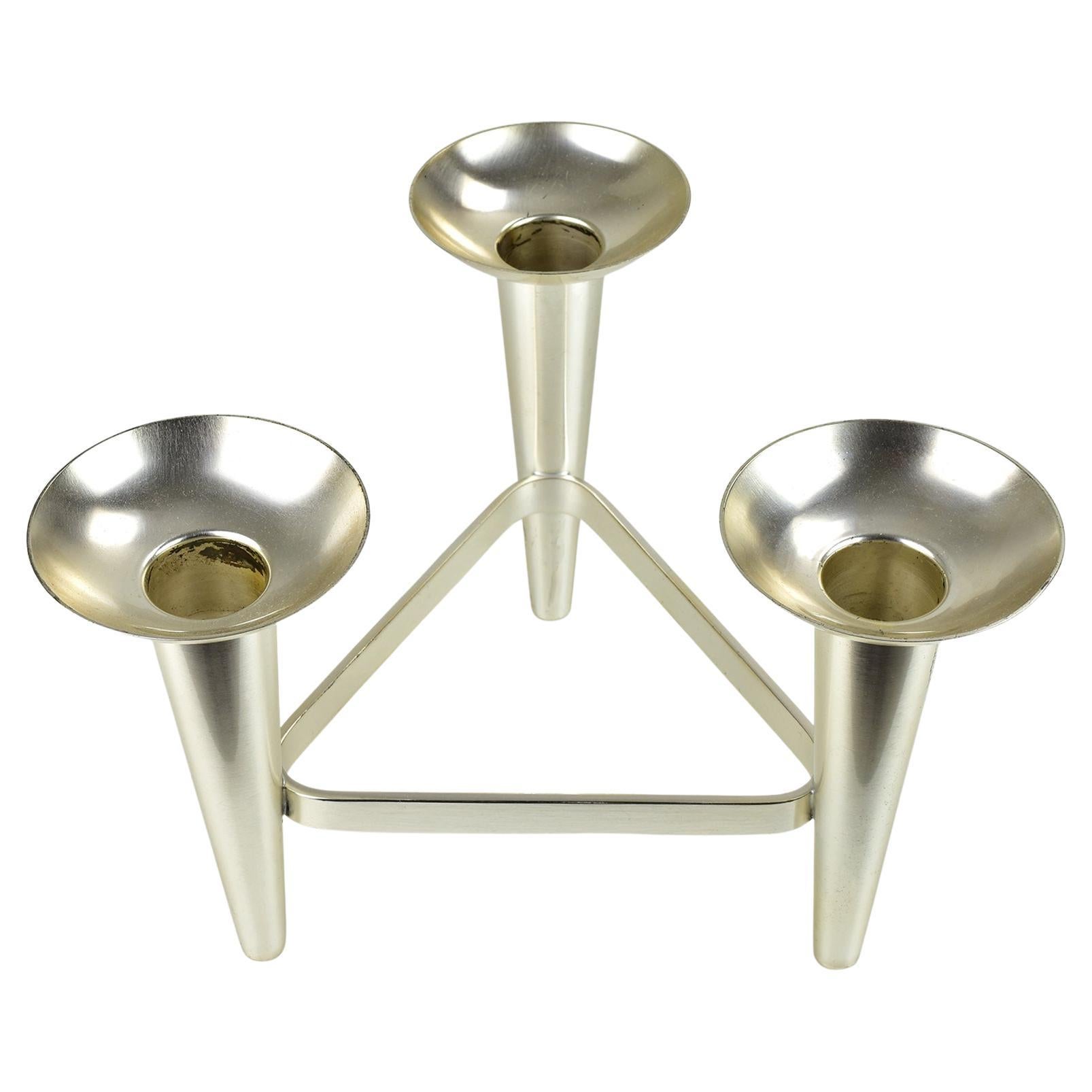 Modernistischer dreifach versilberter Kerzenleuchter von WMF, Deutschland, 1960er Jahre im Angebot
