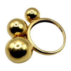 Modernist Triple Sphere Ring in 18K Yellow Gold