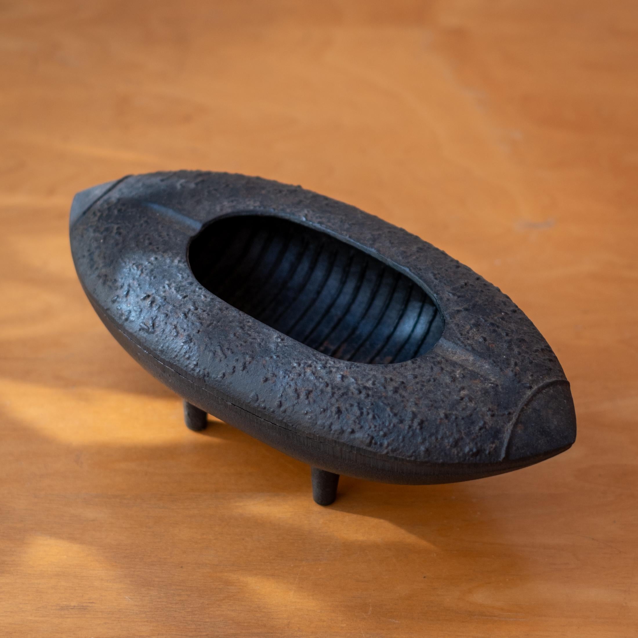Mid-20th Century Modernist Tripod Japanese Iron Ikebana Planter For Sale