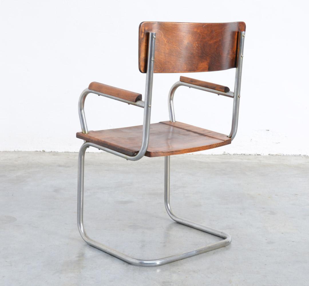 Industrial Modernist Tubular Cantilever Chair, 1930s