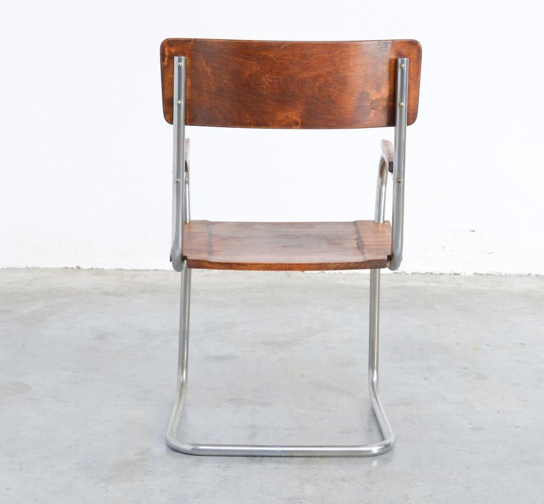 Belgian Modernist Tubular Cantilever Chair, 1930s