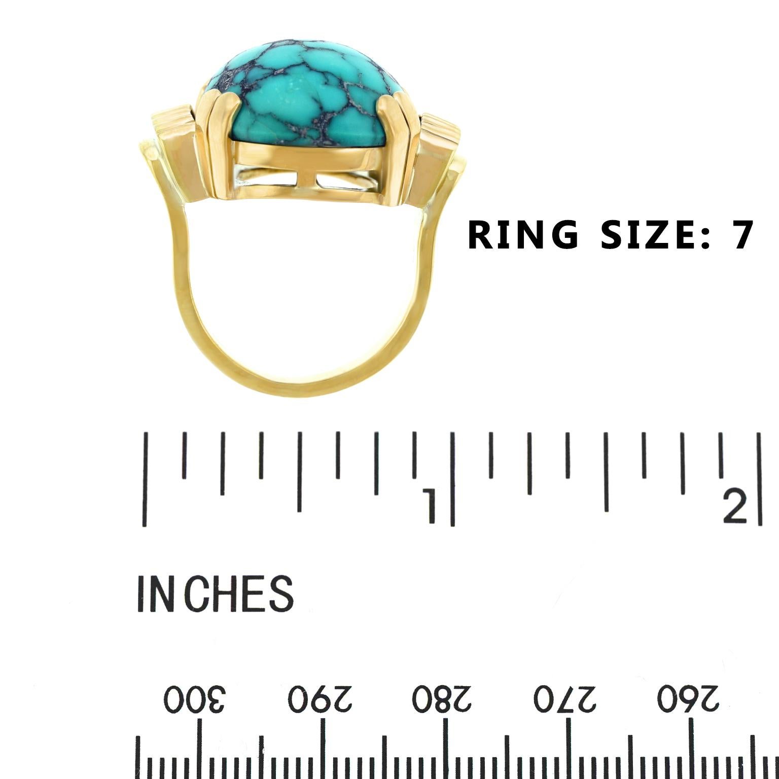 Lawrence Jeffrey Modernist Turquoise and Gold Ring 2