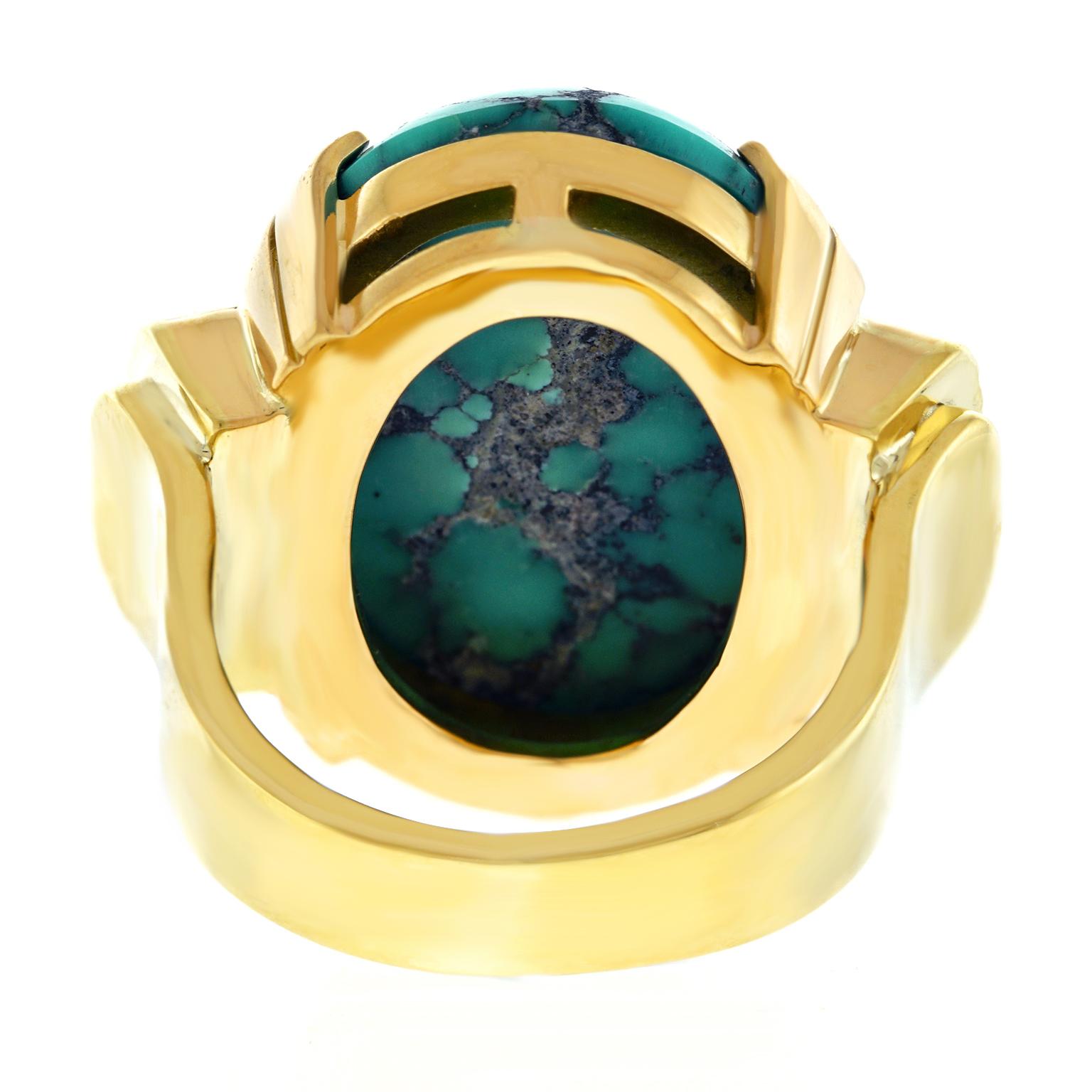 Lawrence Jeffrey Modernist Turquoise and Gold Ring 3