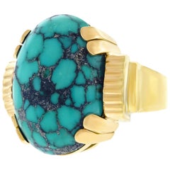 Lawrence Jeffrey Modernist Turquoise and Gold Ring