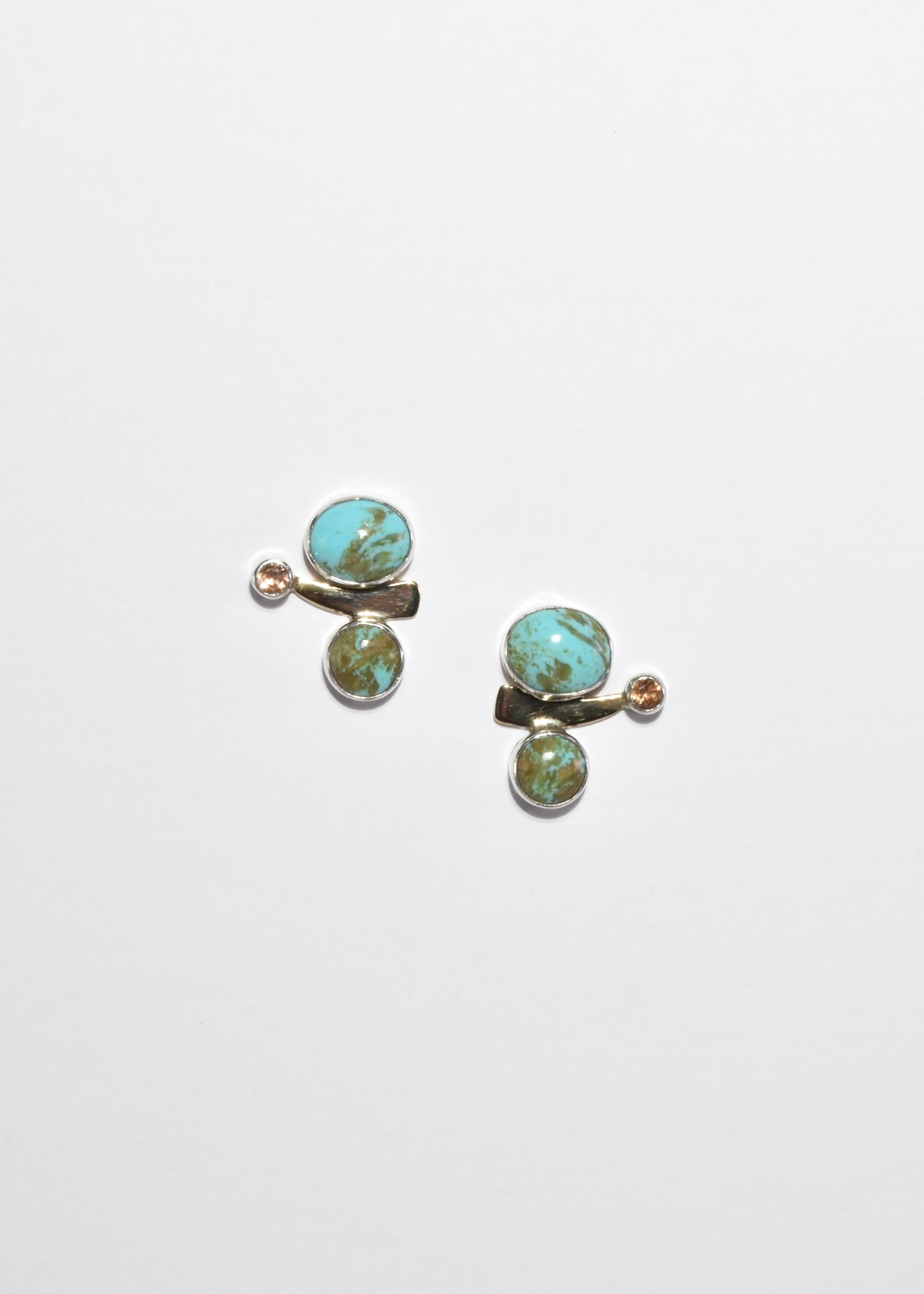 Cabochon Modernist Turquoise Earrings For Sale