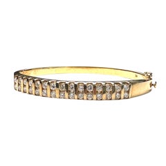 Modernist Two-Row Round Brilliant Diamond Channel Bangle Bracelet, 1.50 Carats